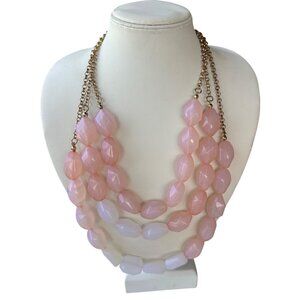 Unbranded Women's Pink & White Beaded Fashion Jewelry Necklace 12.5" Height